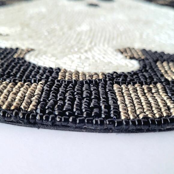 Tahari Checkered Halloween Ghost 14" Beaded Placemat Charger NEW - Picture 8 of 8